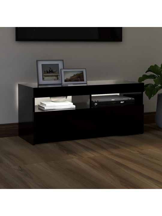 TV skříňka s LED osvětlením černá 90 x 35 x 40 cm