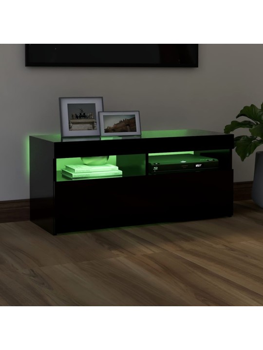 TV skříňka s LED osvětlením černá 90 x 35 x 40 cm