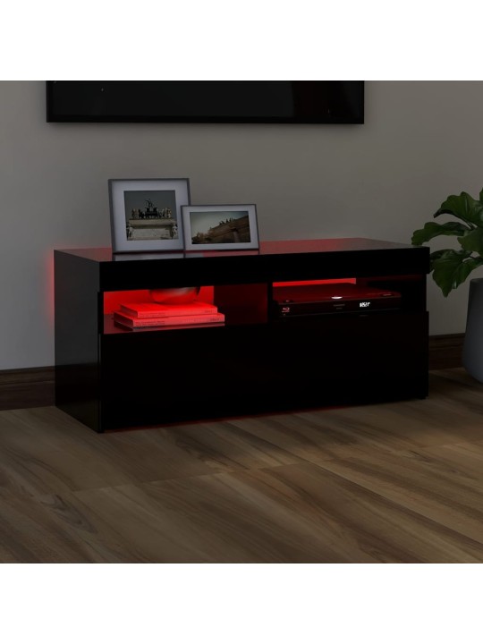 TV skříňka s LED osvětlením černá 90 x 35 x 40 cm