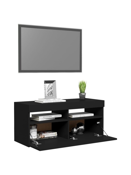 TV skříňka s LED osvětlením černá 90 x 35 x 40 cm