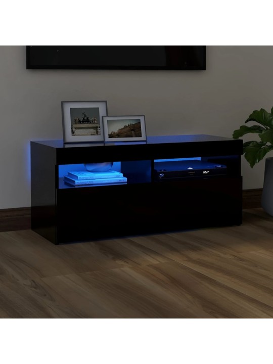 TV skříňka s LED osvětlením černá 90 x 35 x 40 cm