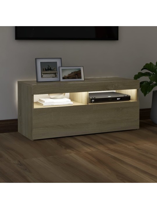 TV skříňka s LED osvětlením dub sonoma 90 x 35 x 40 cm
