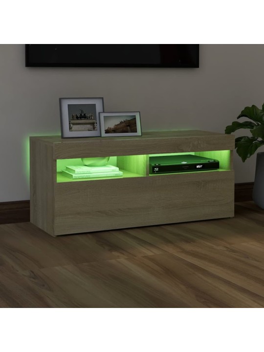 TV skříňka s LED osvětlením dub sonoma 90 x 35 x 40 cm