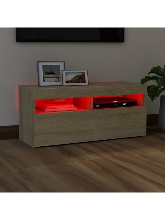 TV skříňka s LED osvětlením dub sonoma 90 x 35 x 40 cm
