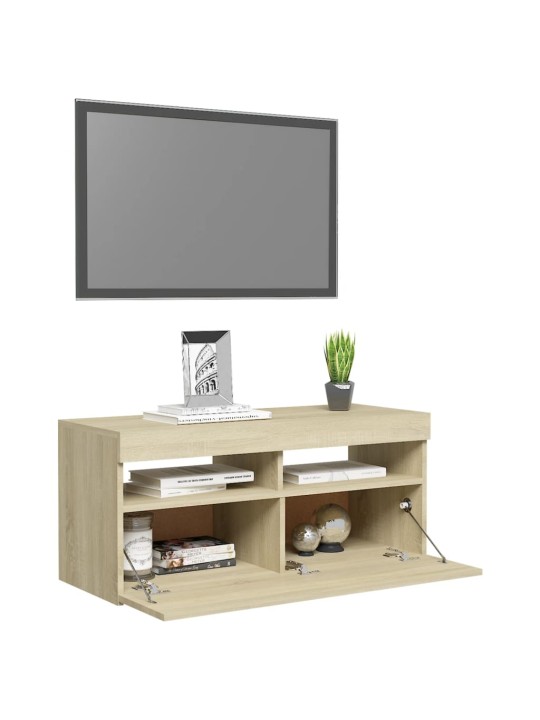 TV skříňka s LED osvětlením dub sonoma 90 x 35 x 40 cm