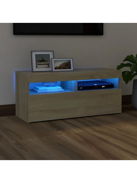 TV skříňka s LED osvětlením dub sonoma 90 x 35 x 40 cm