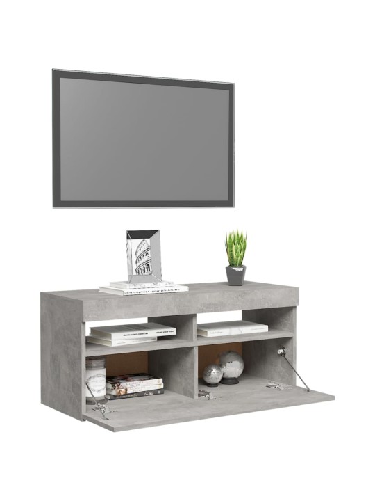 TV skříňka s LED osvětlením betonově šedá 90 x 35 x 40 cm