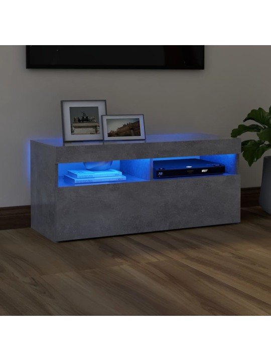 TV skříňka s LED osvětlením betonově šedá 90 x 35 x 40 cm