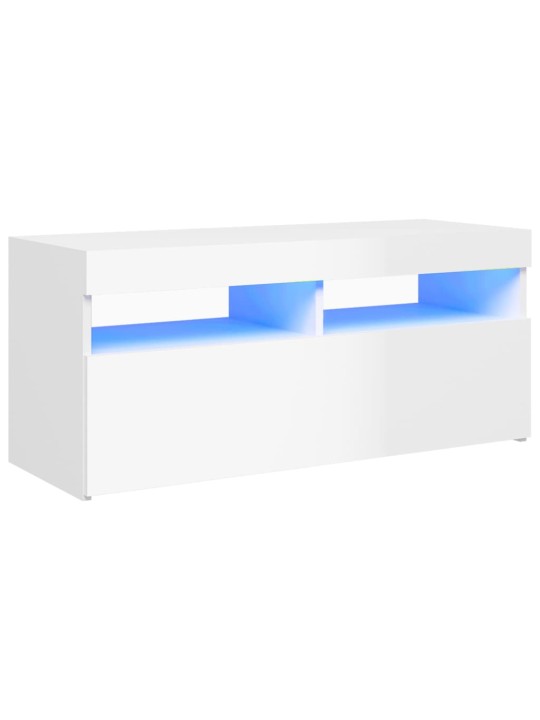 TV skříňka s LED osvětlením bílá s vysokým leskem 90x35x40 cm