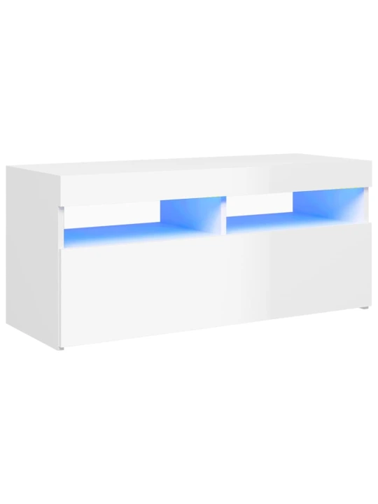 TV skříňka s LED osvětlením bílá s vysokým leskem 90x35x40 cm