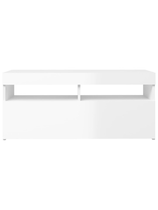 TV skříňka s LED osvětlením bílá s vysokým leskem 90x35x40 cm