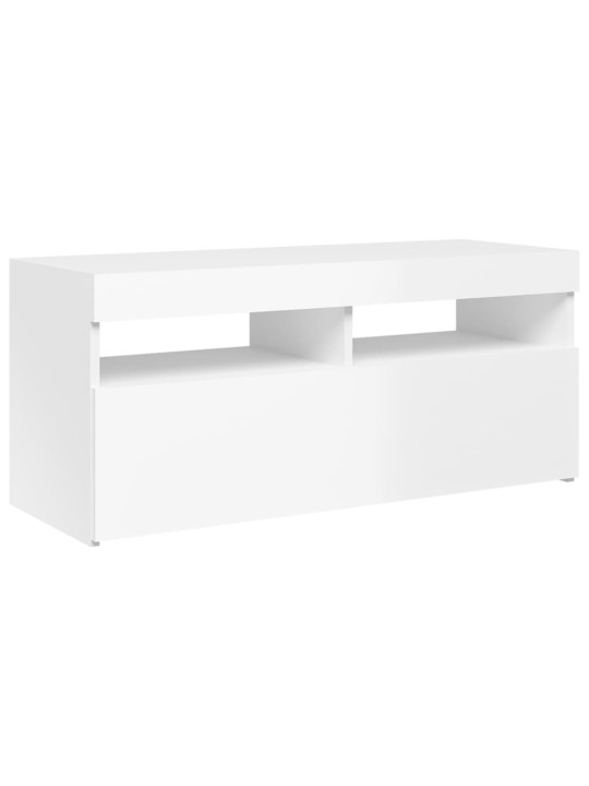 TV skříňka s LED osvětlením bílá s vysokým leskem 90x35x40 cm