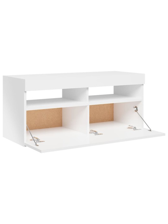 TV skříňka s LED osvětlením bílá s vysokým leskem 90x35x40 cm