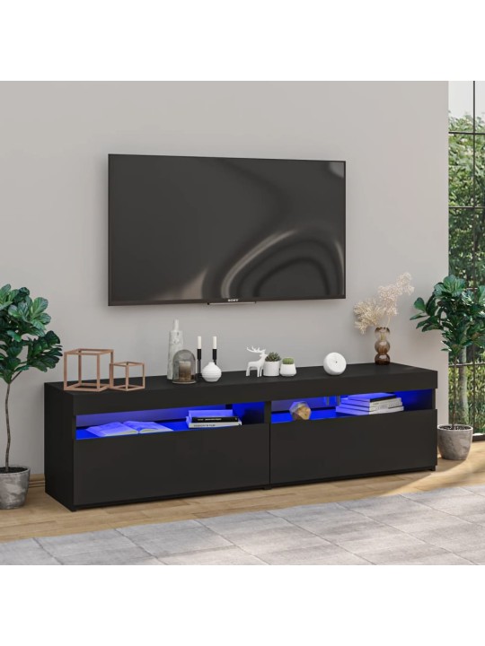 TV skříňky s LED osvětlením 2 ks černé 75 x 35 x 40 cm