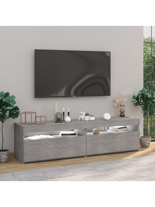 TV skříňky s LED osvětlením 2 ks betonově šedé 75 x 35 x 40 cm