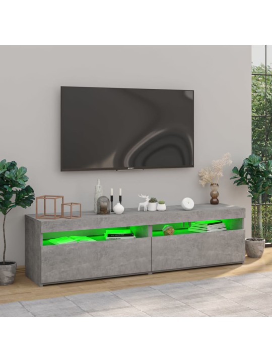 TV skříňky s LED osvětlením 2 ks betonově šedé 75 x 35 x 40 cm