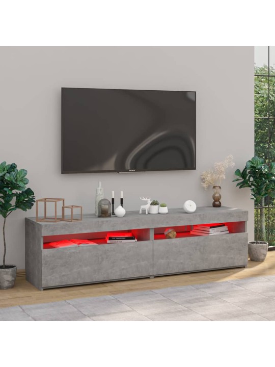 TV skříňky s LED osvětlením 2 ks betonově šedé 75 x 35 x 40 cm