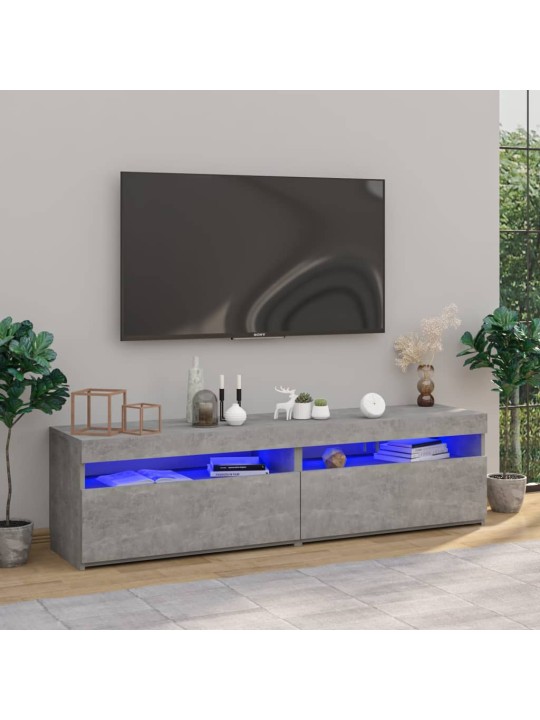 TV skříňky s LED osvětlením 2 ks betonově šedé 75 x 35 x 40 cm