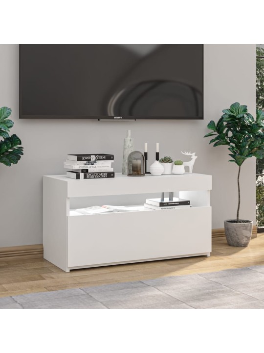 TV skříňka s LED osvětlením bílá vysoký lesk 75 x 35 x 40 cm