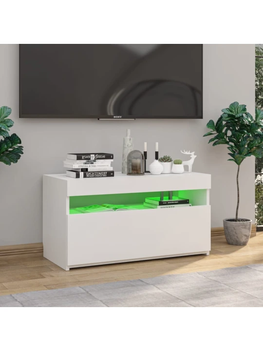 TV skříňka s LED osvětlením bílá vysoký lesk 75 x 35 x 40 cm