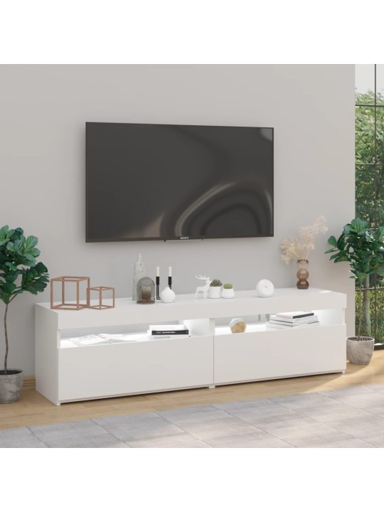 TV skříňky s LED osvětlením 2 ks bílé vysoký lesk 75x35x40 cm