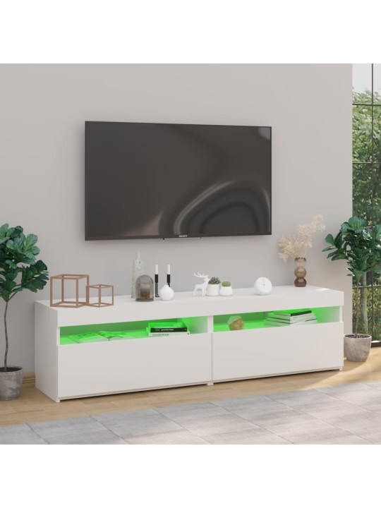 TV skříňky s LED osvětlením 2 ks bílé vysoký lesk 75x35x40 cm