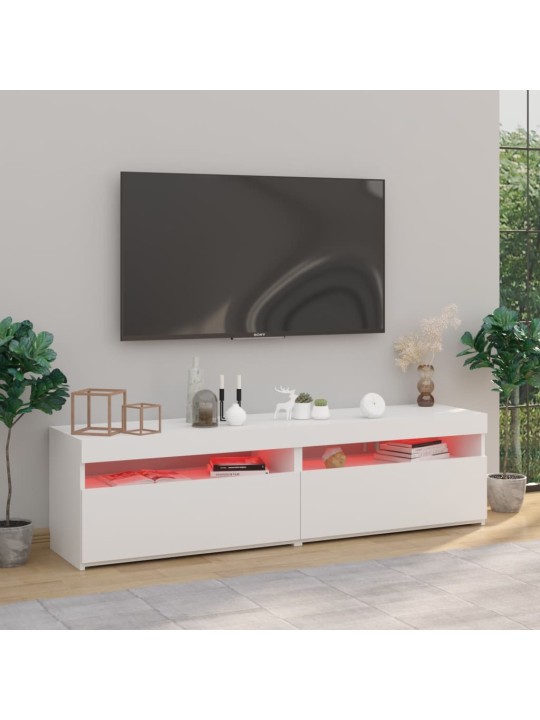 TV skříňky s LED osvětlením 2 ks bílé vysoký lesk 75x35x40 cm