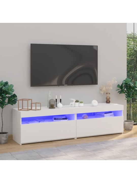 TV skříňky s LED osvětlením 2 ks bílé vysoký lesk 75x35x40 cm