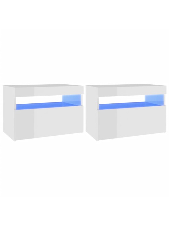 TV skříňky s LED osvětlením 2 ks bílé vysoký lesk 60x35x40 cm
