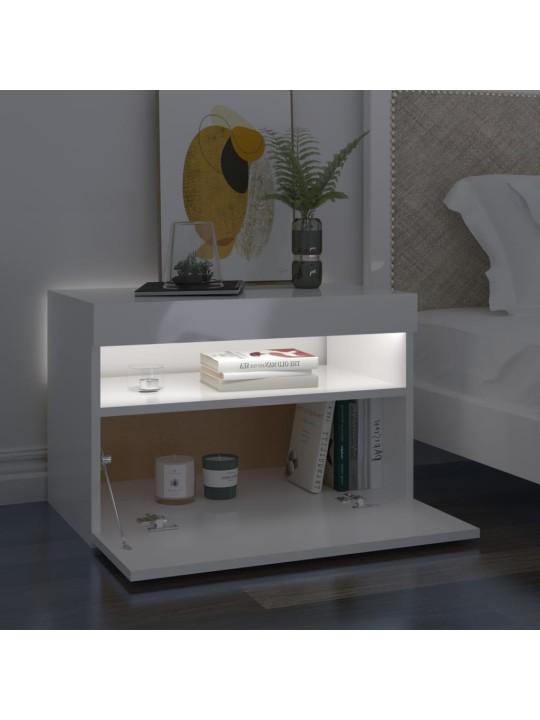 TV skříňky s LED osvětlením 2 ks bílé vysoký lesk 60x35x40 cm