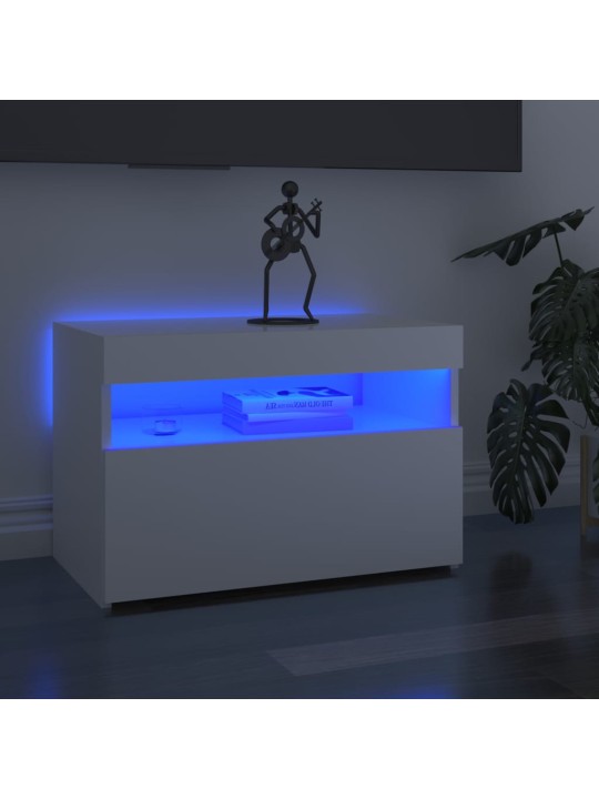 TV skříňky s LED osvětlením 2 ks bílé vysoký lesk 60x35x40 cm