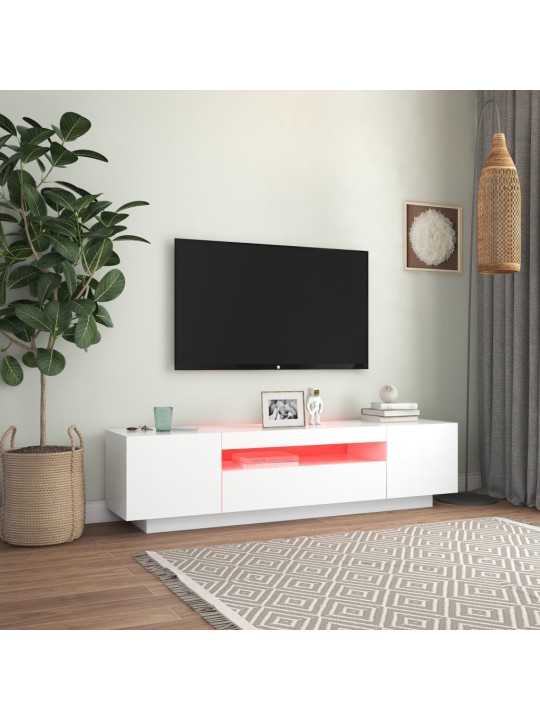 TV skříňka s LED osvětlením bílá 160 x 35 x 40 cm