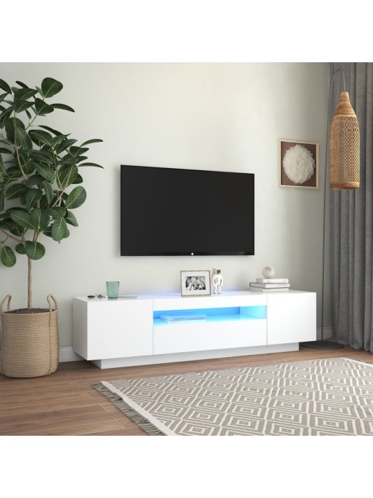 TV skříňka s LED osvětlením bílá 160 x 35 x 40 cm