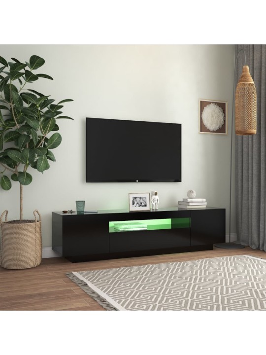 TV skříňka s LED osvětlením černá 160 x 35 x 40 cm