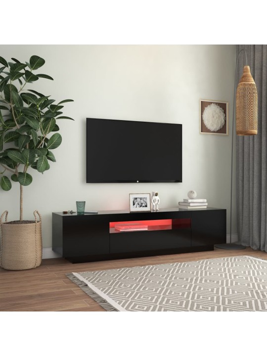 TV skříňka s LED osvětlením černá 160 x 35 x 40 cm