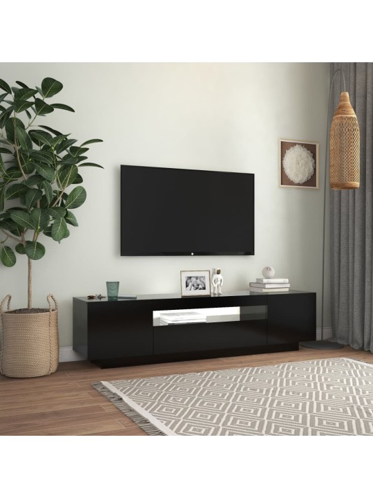 TV skříňka s LED osvětlením černá 160 x 35 x 40 cm