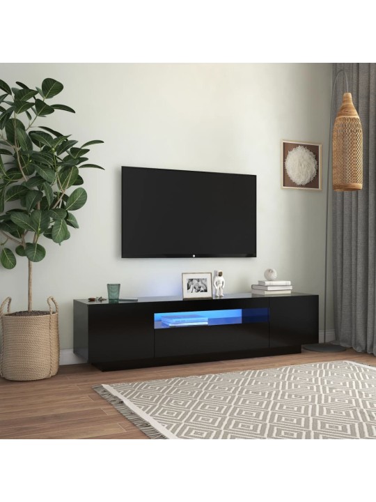 TV skříňka s LED osvětlením černá 160 x 35 x 40 cm