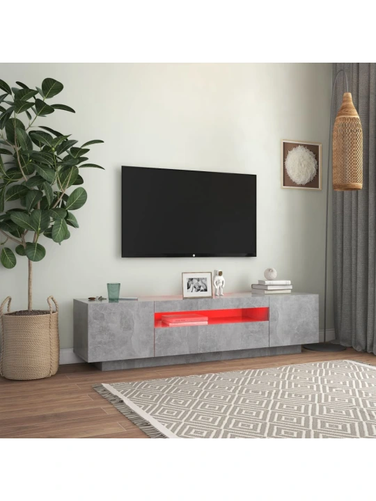 TV skříňka s LED osvětlením betonově šedá 160x35x40 cm