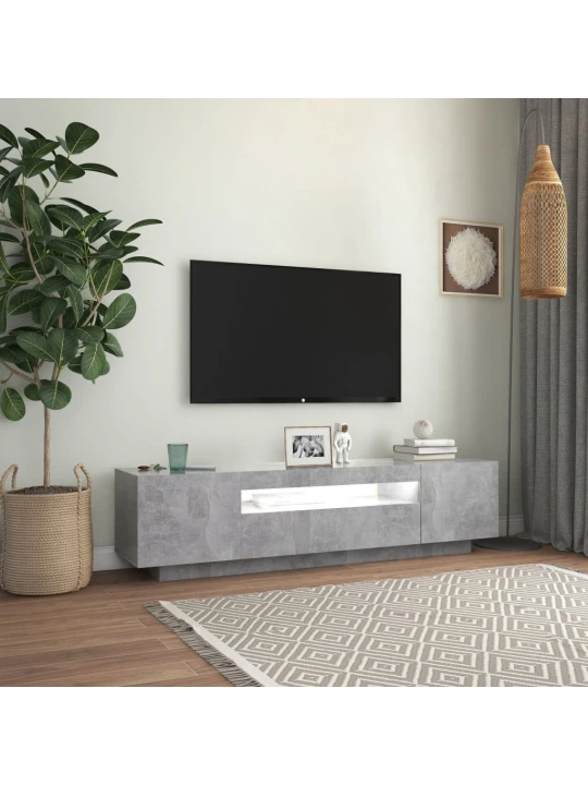 TV skříňka s LED osvětlením betonově šedá 160x35x40 cm