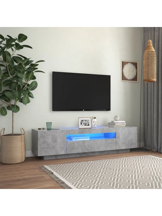 TV skříňka s LED osvětlením betonově šedá 160x35x40 cm