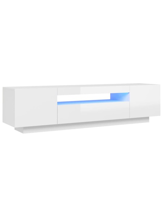 TV skříňka s LED osvětlením bílá s vysokým leskem 160x35x40 cm