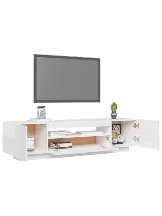 TV skříňka s LED osvětlením bílá s vysokým leskem 160x35x40 cm
