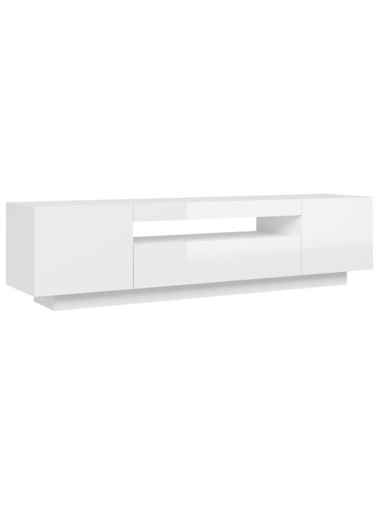 TV skříňka s LED osvětlením bílá s vysokým leskem 160x35x40 cm