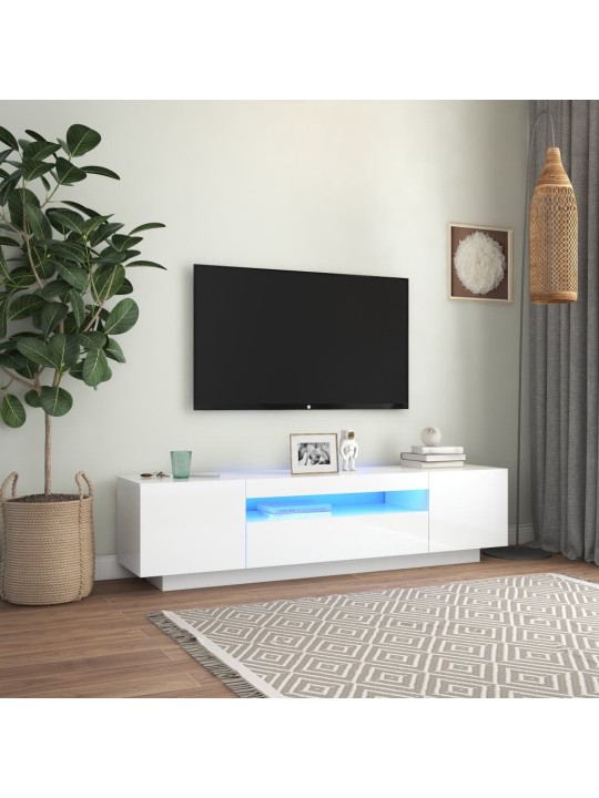 TV skříňka s LED osvětlením bílá s vysokým leskem 160x35x40 cm