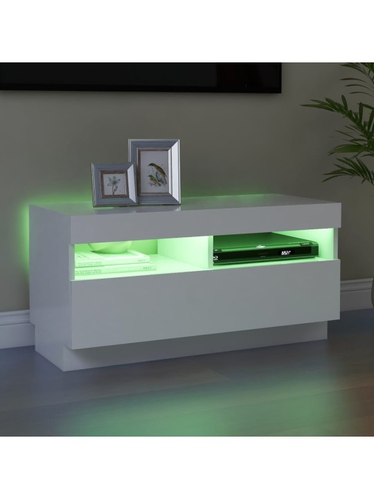 TV skříňka s LED osvětlením bílá 80 x 35 x 40 cm