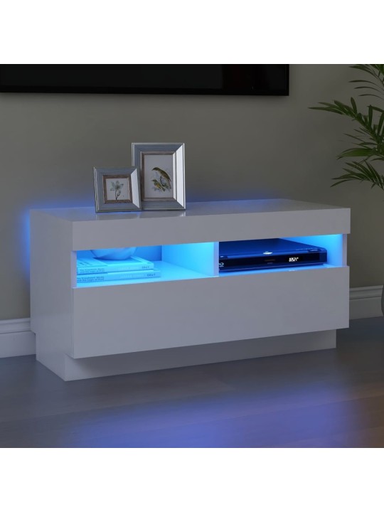 TV skříňka s LED osvětlením bílá 80 x 35 x 40 cm