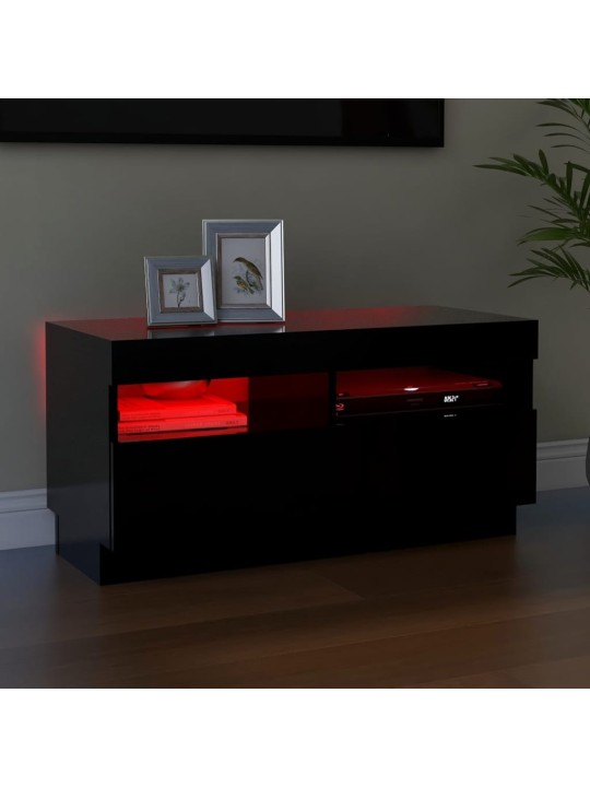 TV skříňka s LED osvětlením černá 80 x 35 x 40 cm