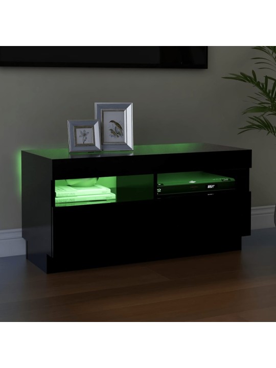 TV skříňka s LED osvětlením černá 80 x 35 x 40 cm