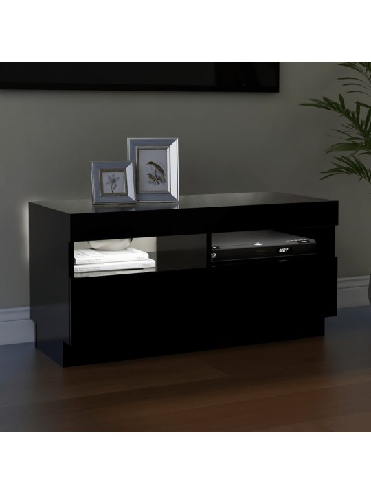 TV skříňka s LED osvětlením černá 80 x 35 x 40 cm