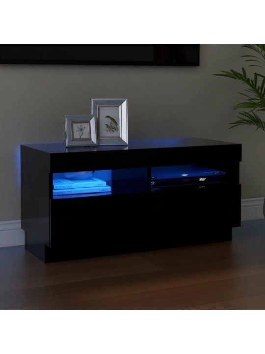 TV skříňka s LED osvětlením černá 80 x 35 x 40 cm